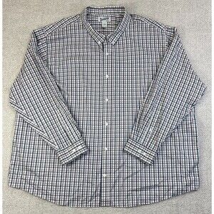 Duluth Trading Company Shirt Wrinkle Fighter Men's 4XL Button Down Blue Plaid